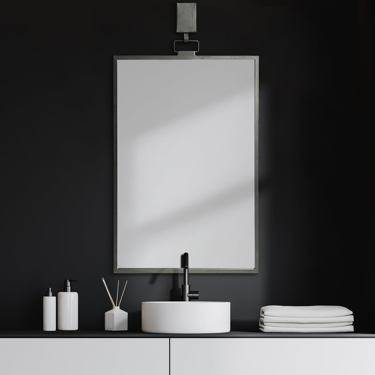 Grimm 24x43 Rectangular Gray Metal Frame Mirror from Mercana - Luna Furniture