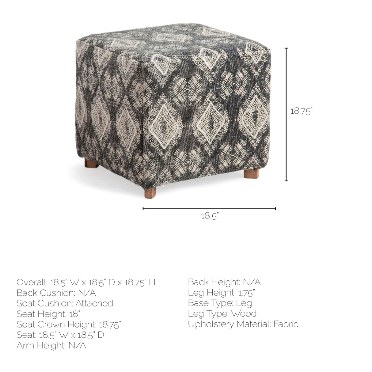 Pallu 18.75"H Dhurrie Cotton Cover w/Four Wooden Legs Ottoman from Mercana - Luna Furniture