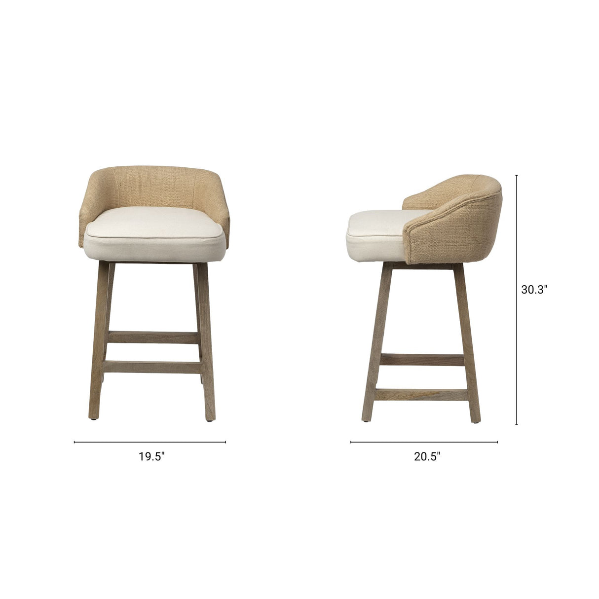 Monmouth 24.25" Seat Height Cream/Beige Fabric Seat Brown Wood Frame Counter Stool from Mercana - Luna Furniture