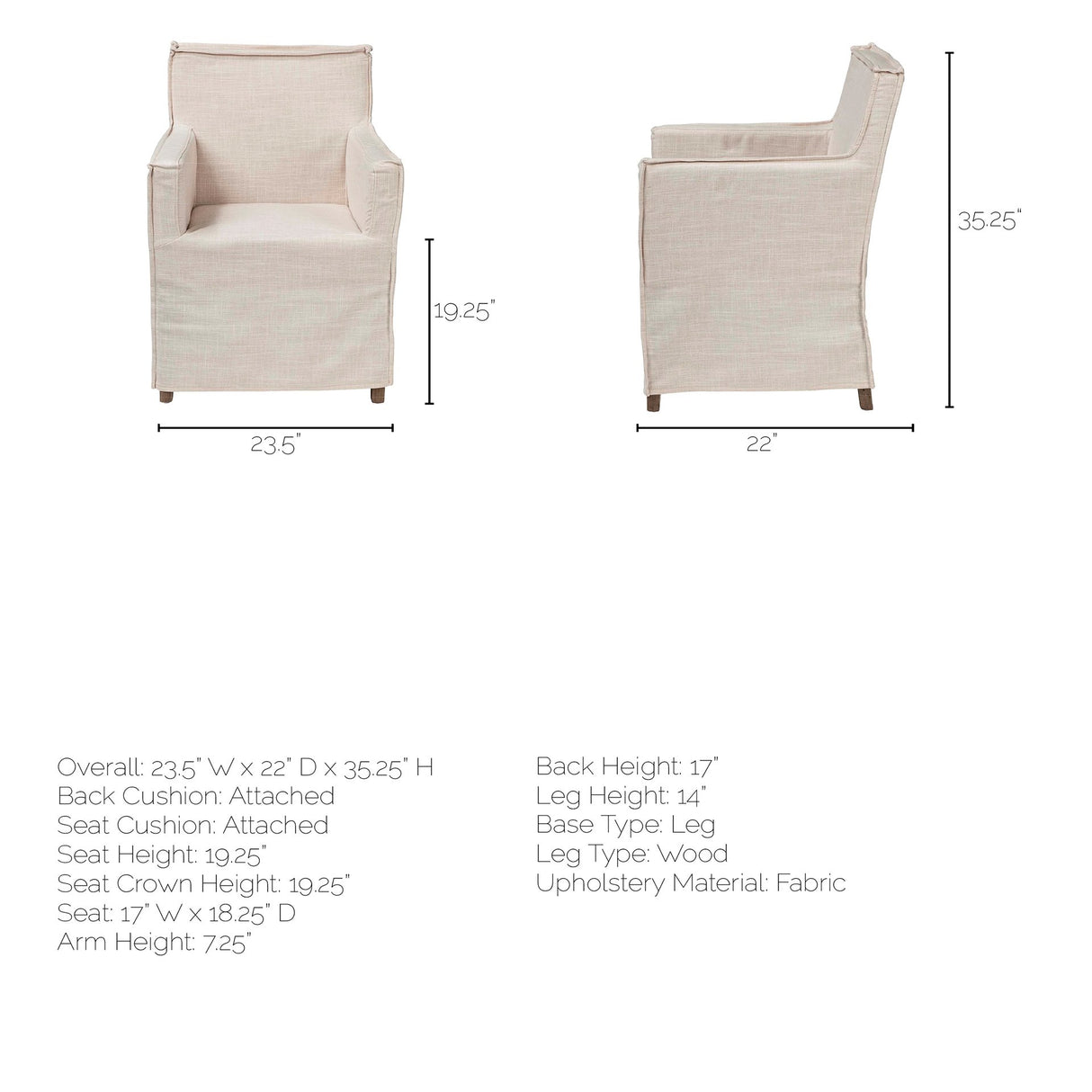 Elbert II Cream Fabric Slip-Cover Brown Wood Frame Dining Chair from Mercana - Luna Furniture