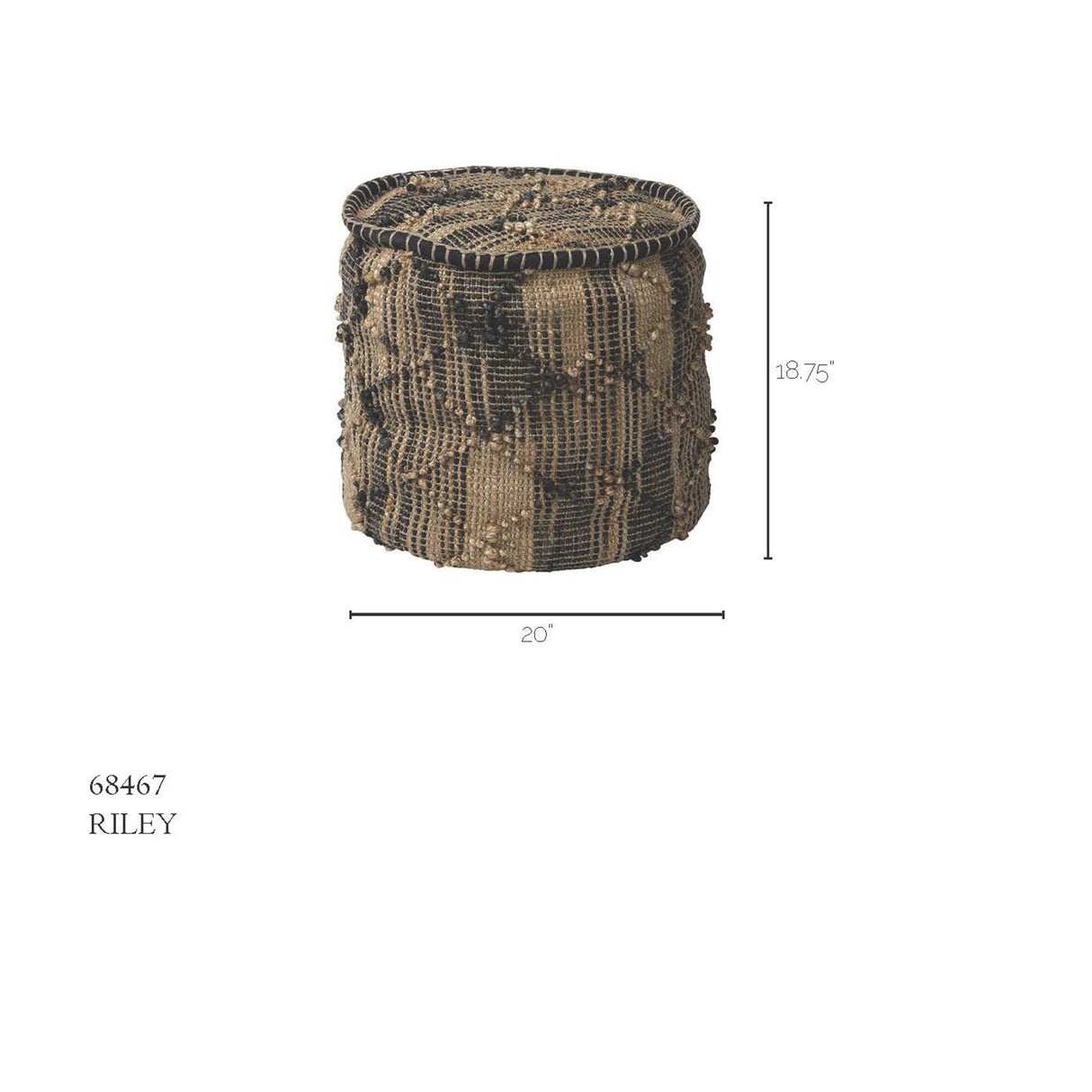 Riley Tan Jute Popcorn Stich Cylindrical Pouf from Mercana - Luna Furniture