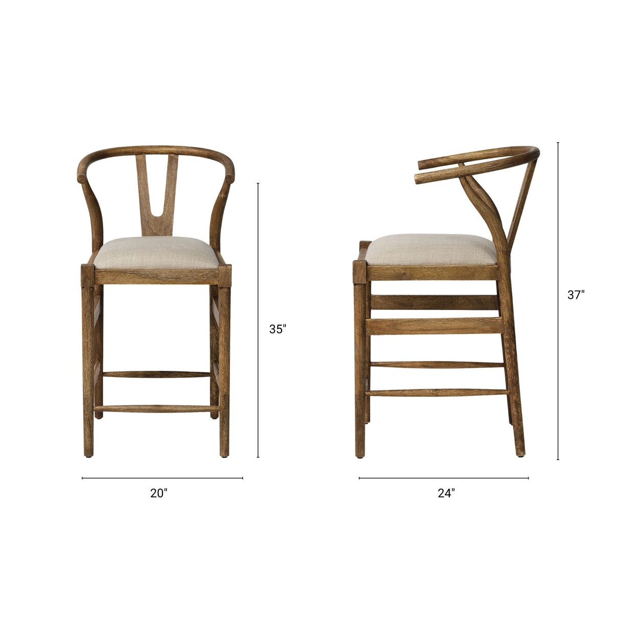 Trixie Cream Upholstered Seat Brown Wood Frame Counter Stool from Mercana - Luna Furniture
