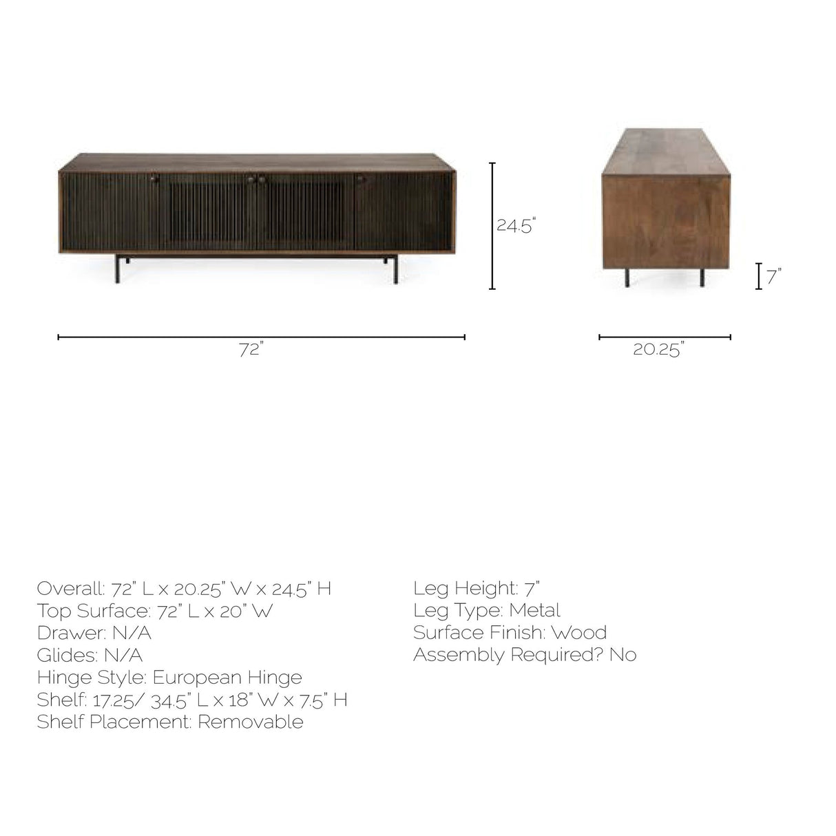 Grace I Two-Toned Brown Solid Wood TV Stand Media Console with Slated Doors, TV up to 82" from Mercana - Luna Furniture
