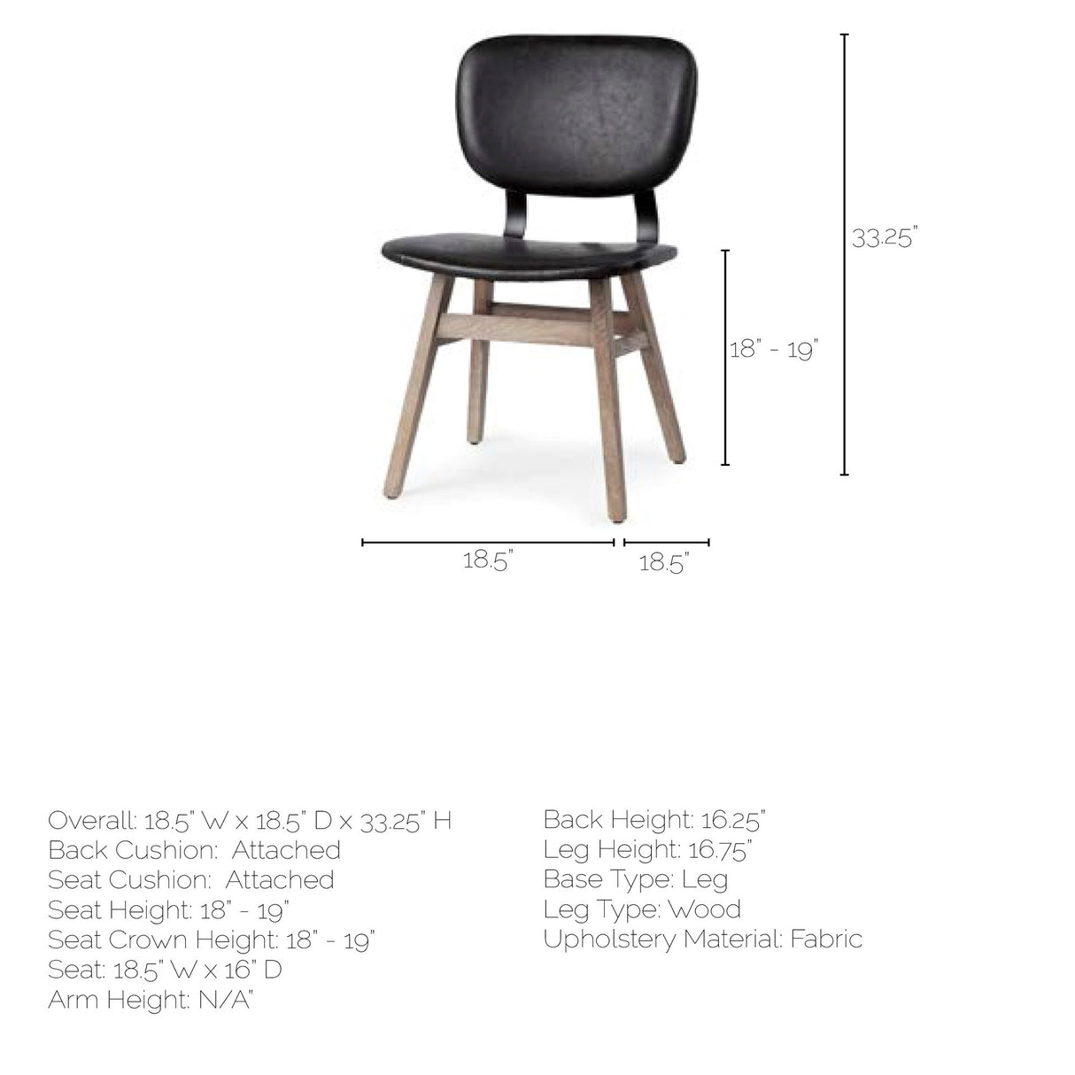 Haden I Black Faux-Leather Wrap Brown Solid Wood and Iron Base Dining Chair, Set of 2 from Mercana - Luna Furniture