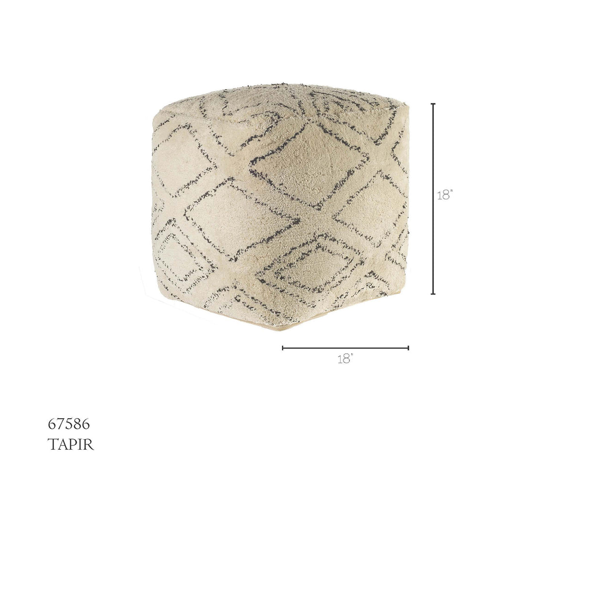 Tapir Beige Cotton Argyle Pattern Square Pouf from Mercana - Luna Furniture