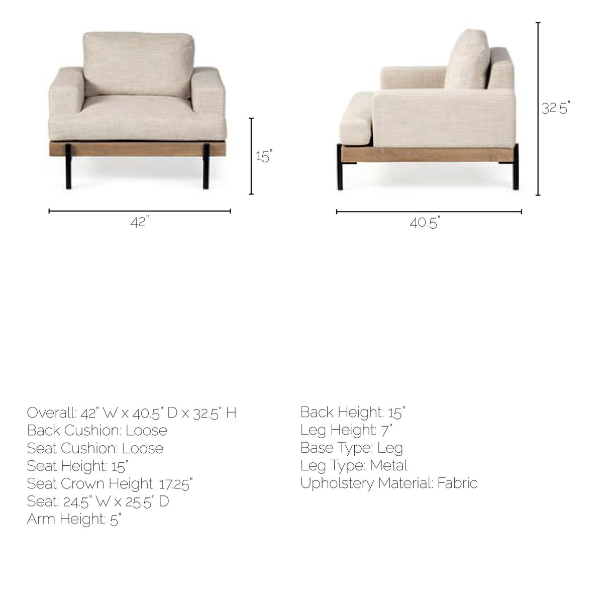 Colburne I Beige Fabric W/ Wood and Iron Frame Accent Chair from Mercana - Luna Furniture
