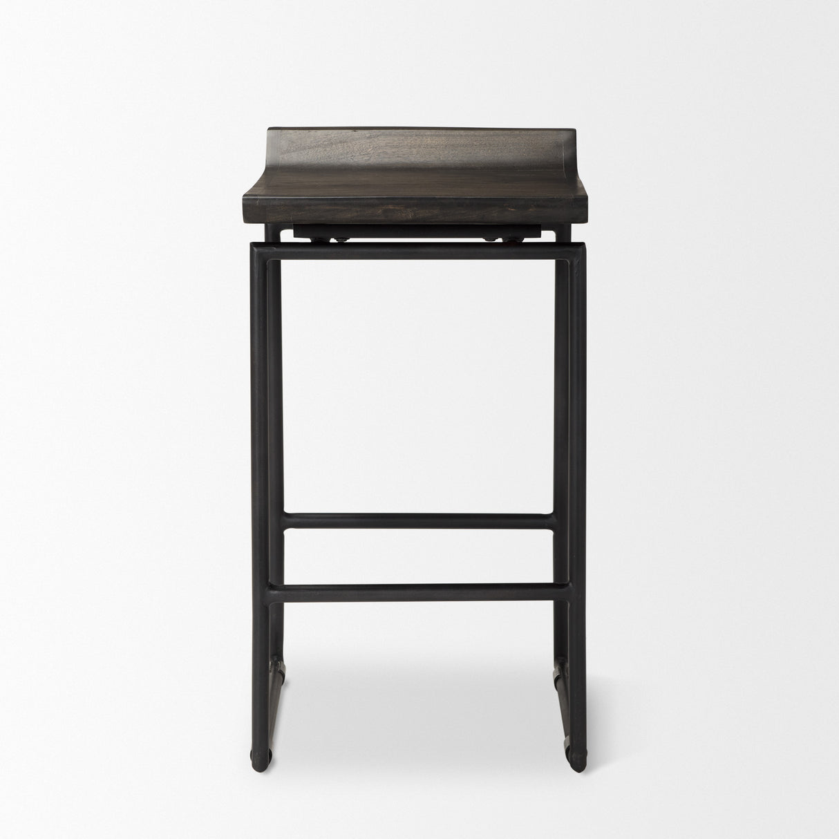 Givens 24.25"H Seat Height Black Wood Seat Black Frame Stool from Mercana - Luna Furniture