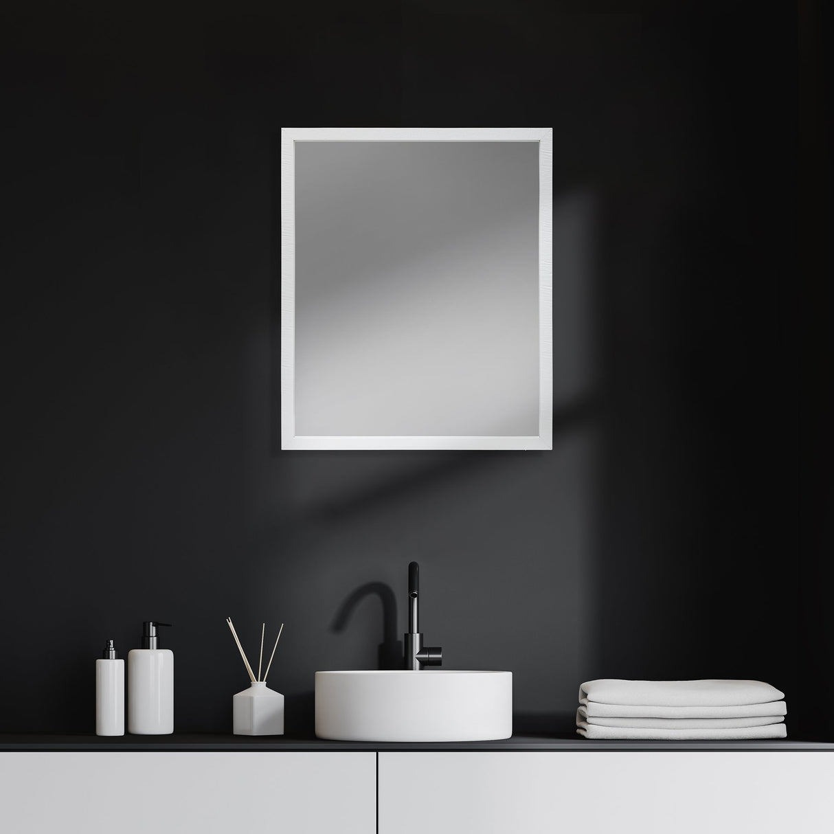 Bristol White 20x24 Faux Wood Frame Bathroom Vanity Mirror from Mercana - Luna Furniture