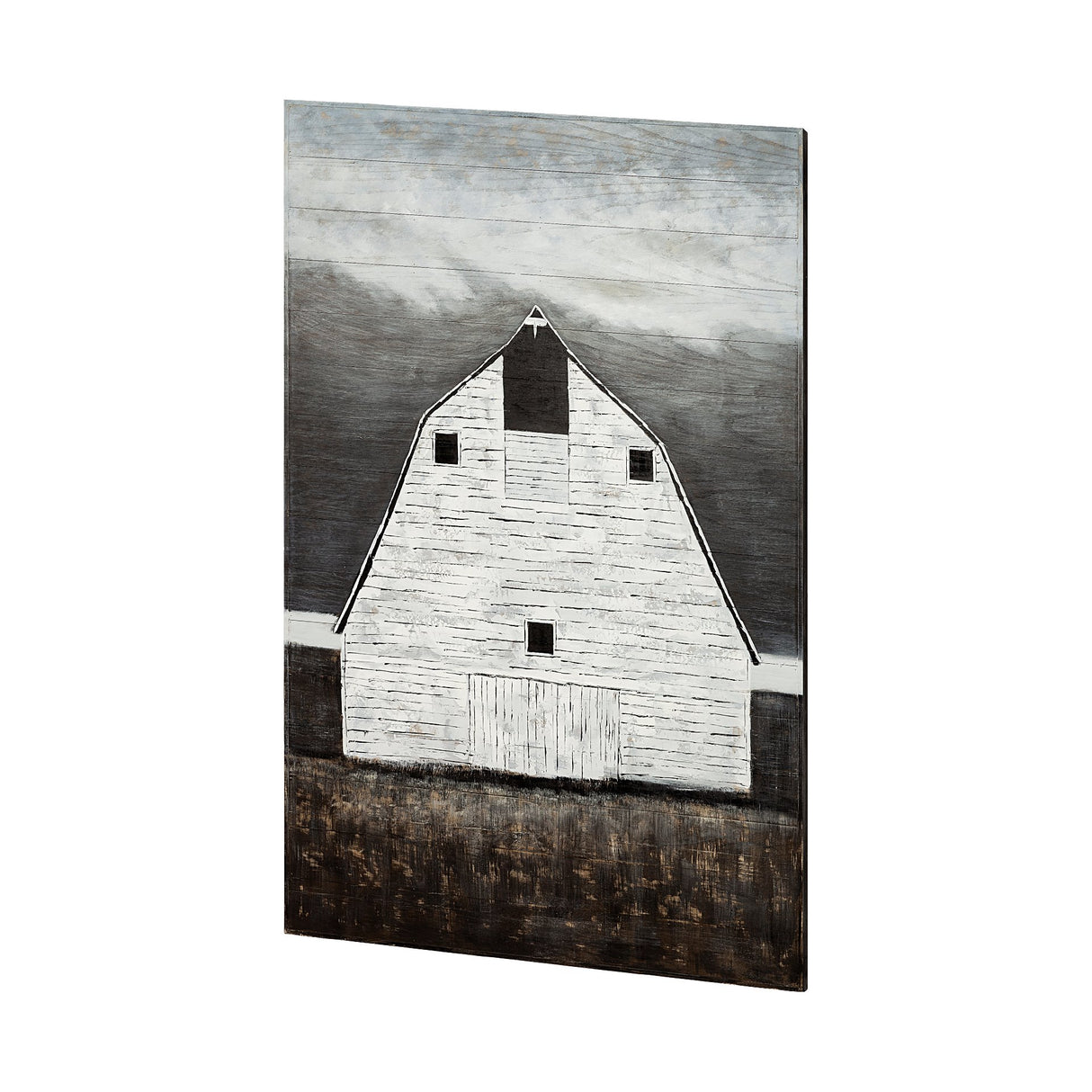 Sawmill Creek 42x62 Farmhouse White Barn Original Hand Painted on Wood Oil Painting from Mercana - Luna Furniture