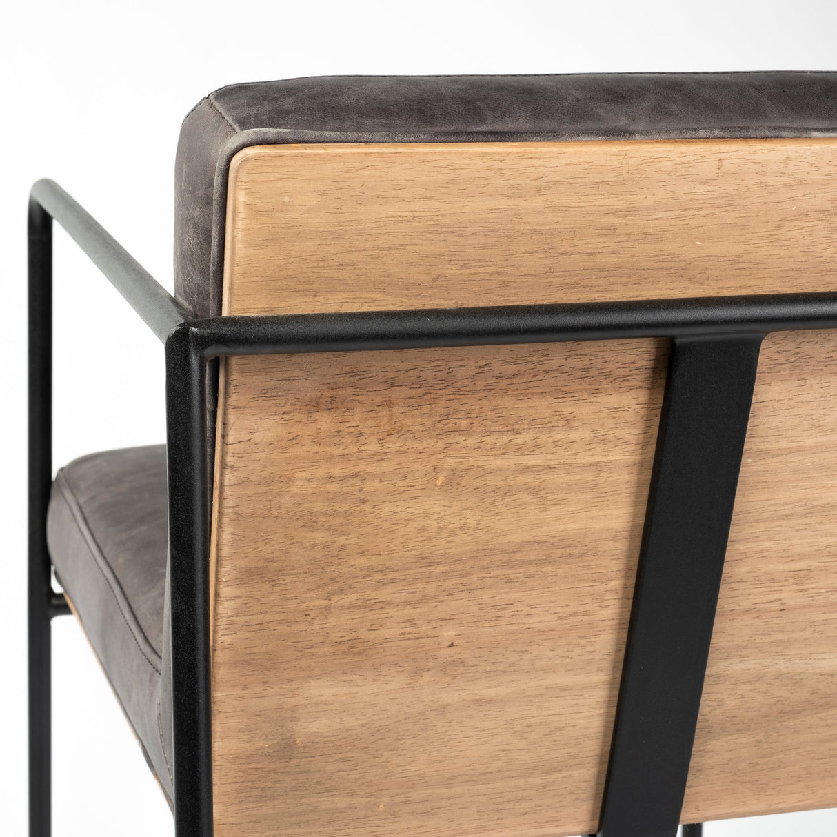 Stamford 40" Total Height Black Leather Seat w/ Wood Back, Metal Frame Bar Stool from Mercana - Luna Furniture