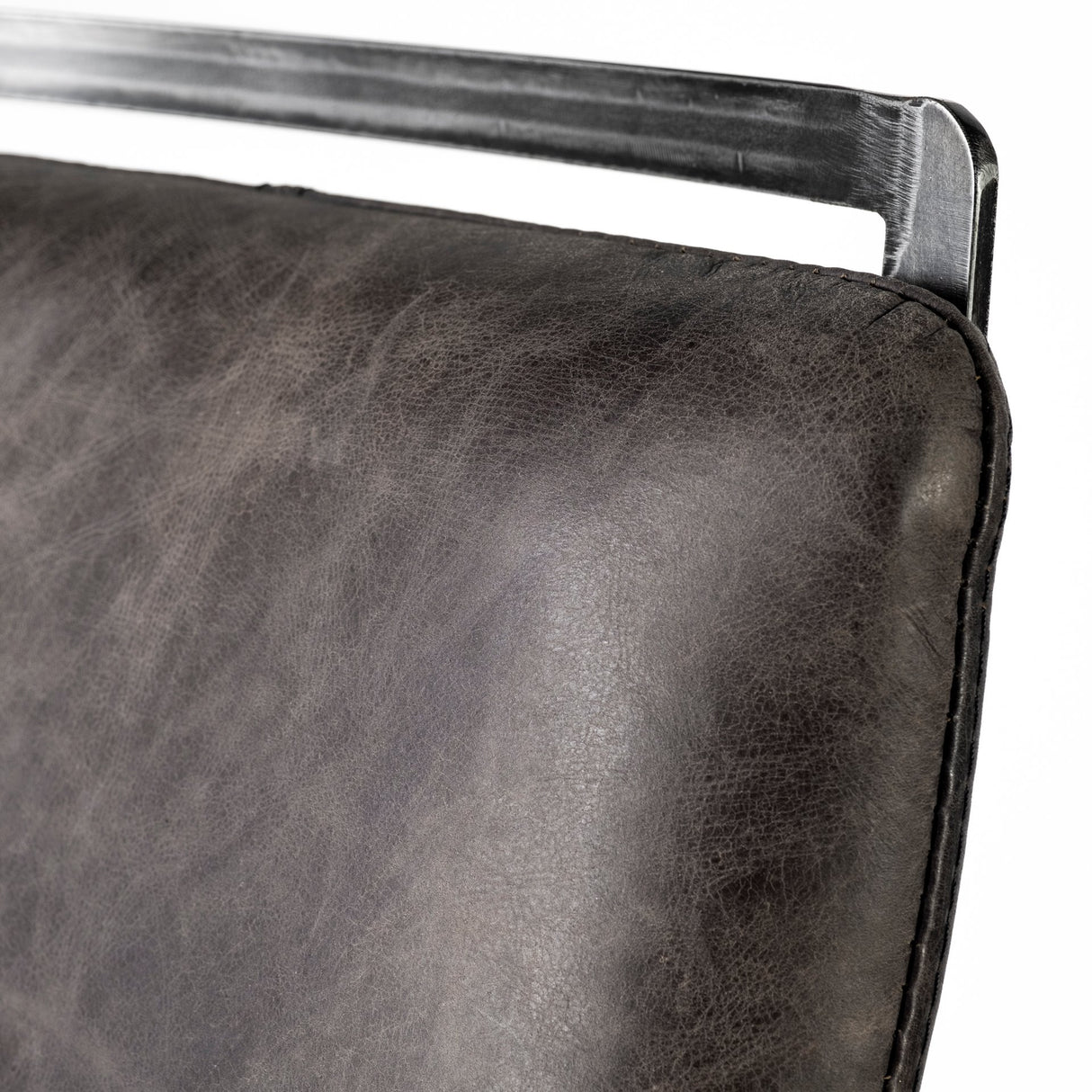 Kavalan 33.5" Total Height Ebony Leather Seat Black Metal Frame Counter Stool from Mercana - Luna Furniture