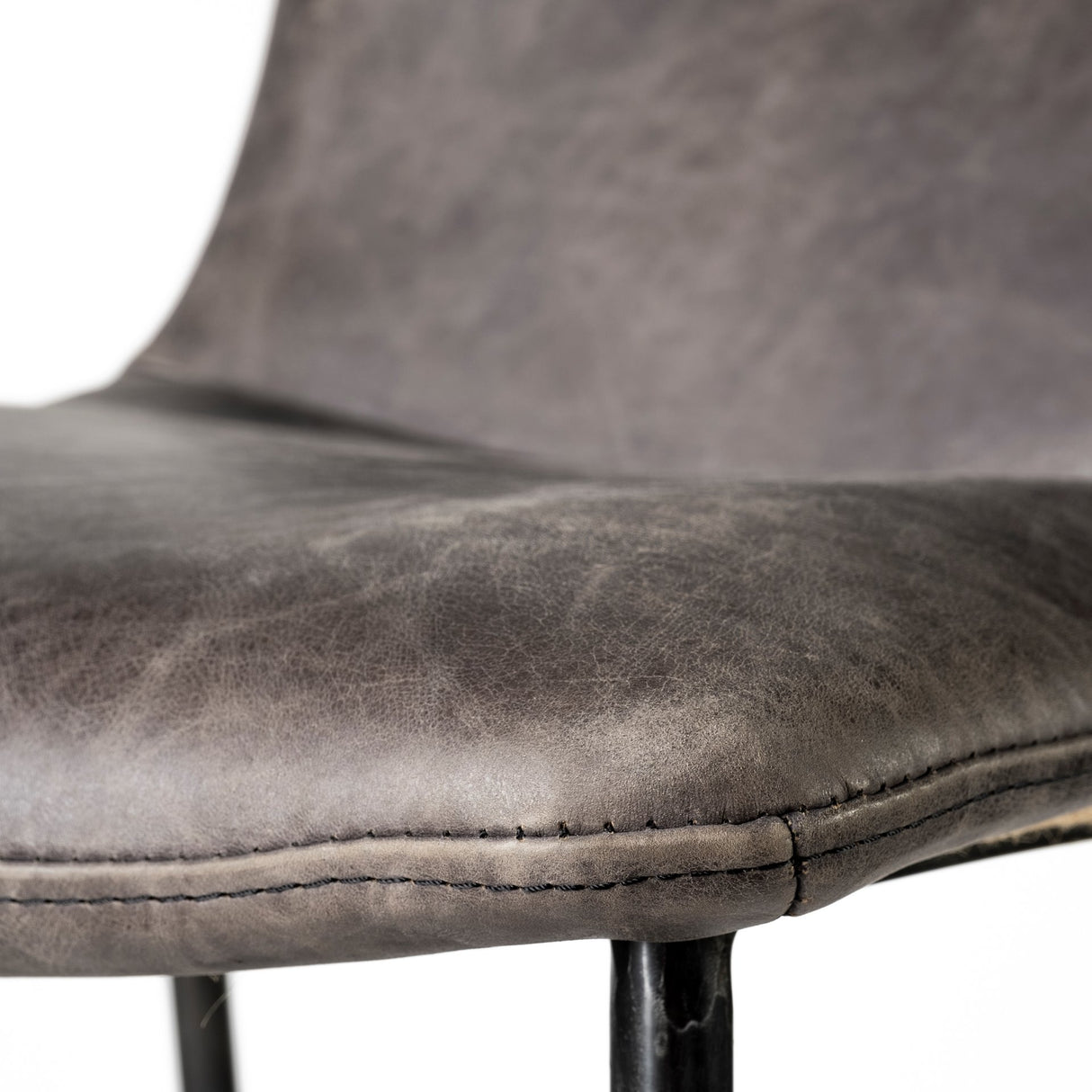 Kavalan 33.5" Total Height Ebony Leather Seat Black Metal Frame Counter Stool from Mercana - Luna Furniture