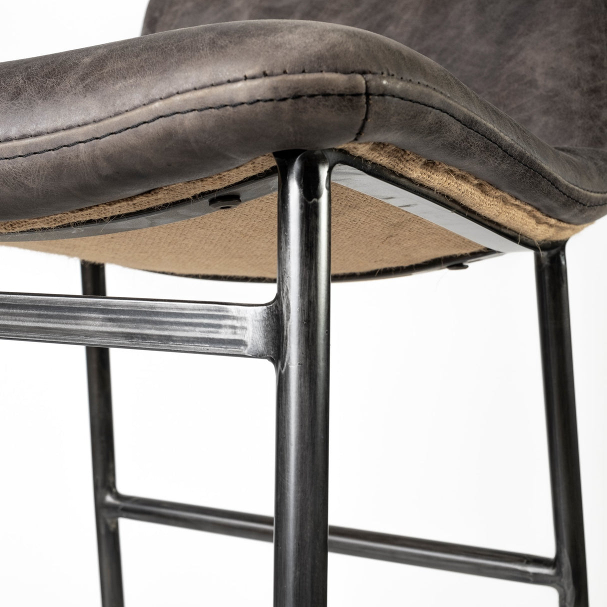 Kavalan 33.5" Total Height Ebony Leather Seat Black Metal Frame Counter Stool from Mercana - Luna Furniture