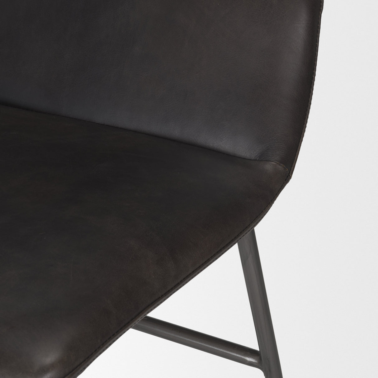 Kavalan 37.5" Total Height Ebony Leather Seat Black Metal Frame Bar Stool from Mercana - Luna Furniture