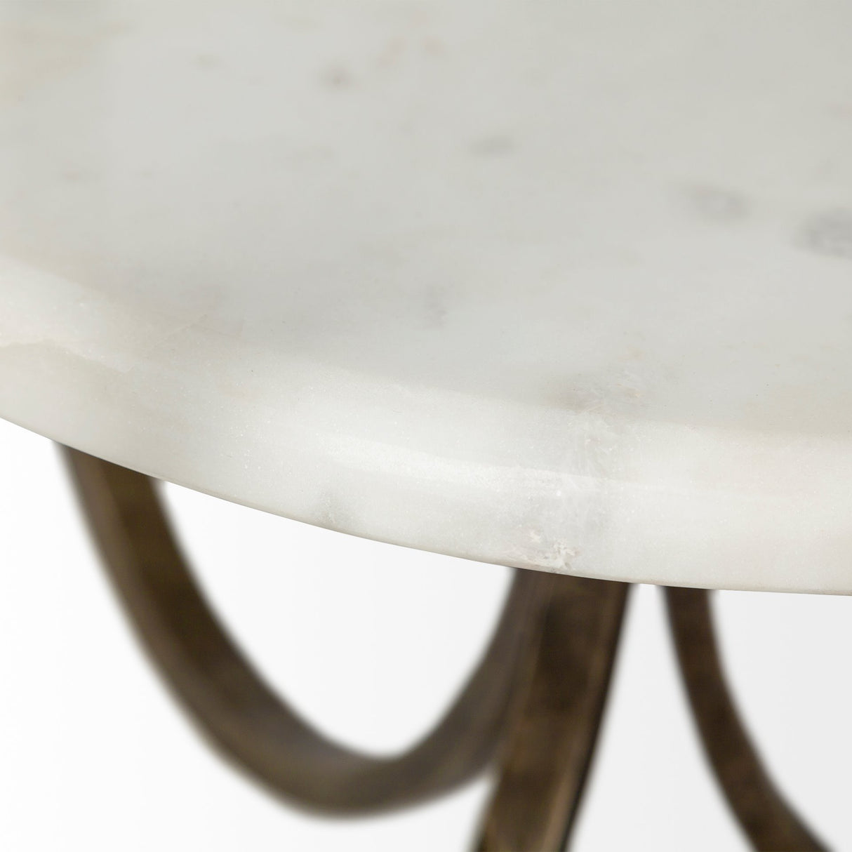 Reinhardt II 20" Round Glass Top Metal and Marble Detail End/Side Table from Mercana - Luna Furniture