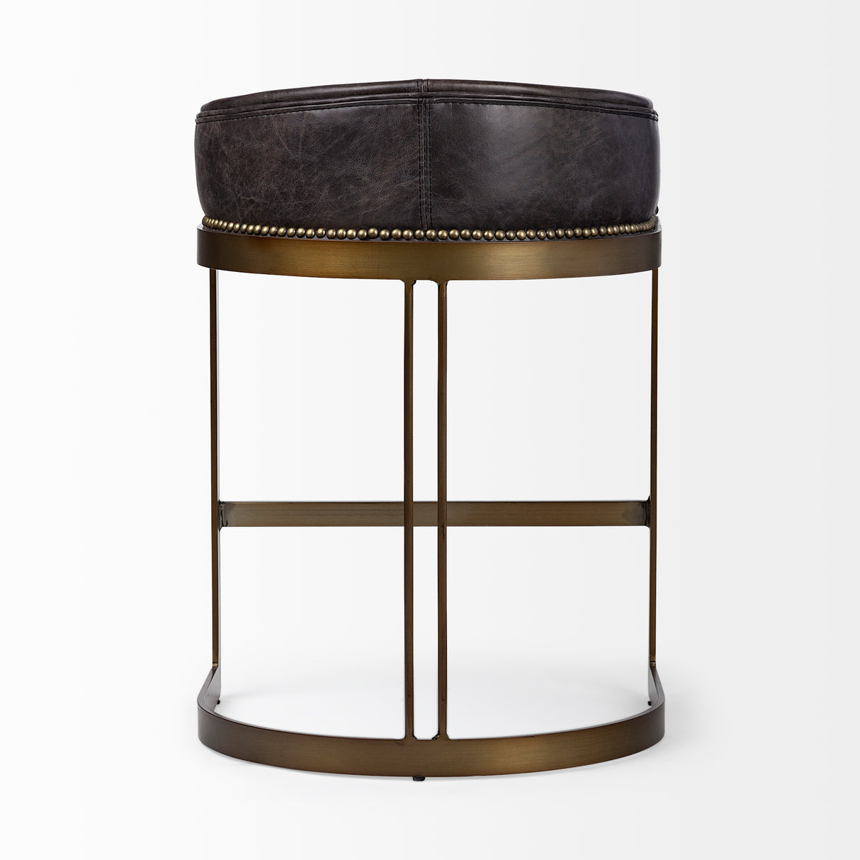 Hollyfield II Black Leather Seat Gold Metal Base Counter Stool from Mercana - Luna Furniture
