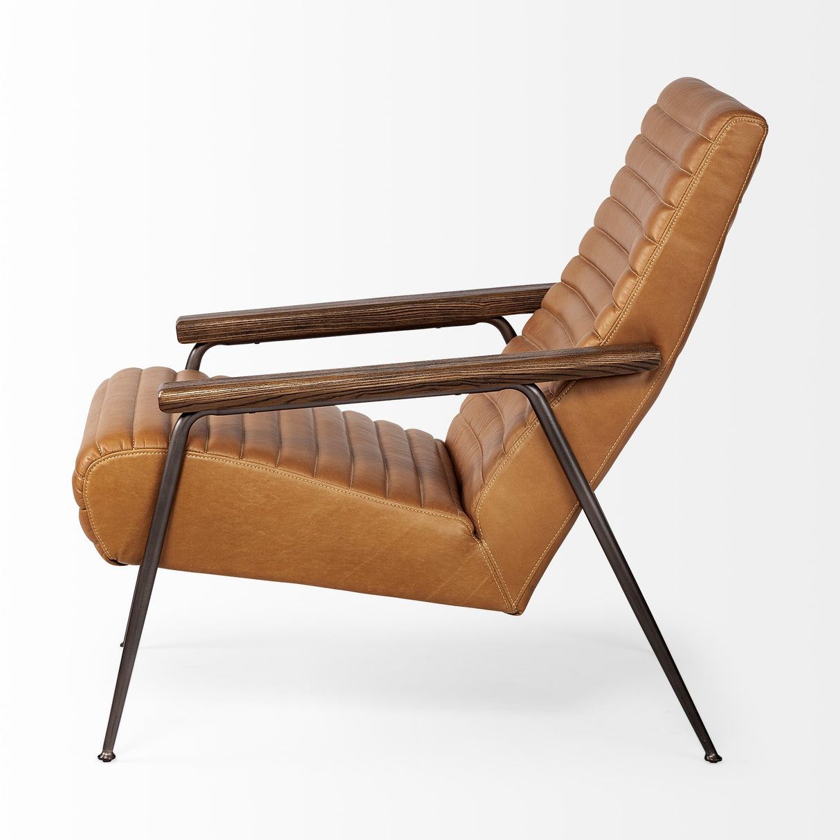 Grosjean Brown Leather Wrap Metal Frame Accent Chair from Mercana - Luna Furniture