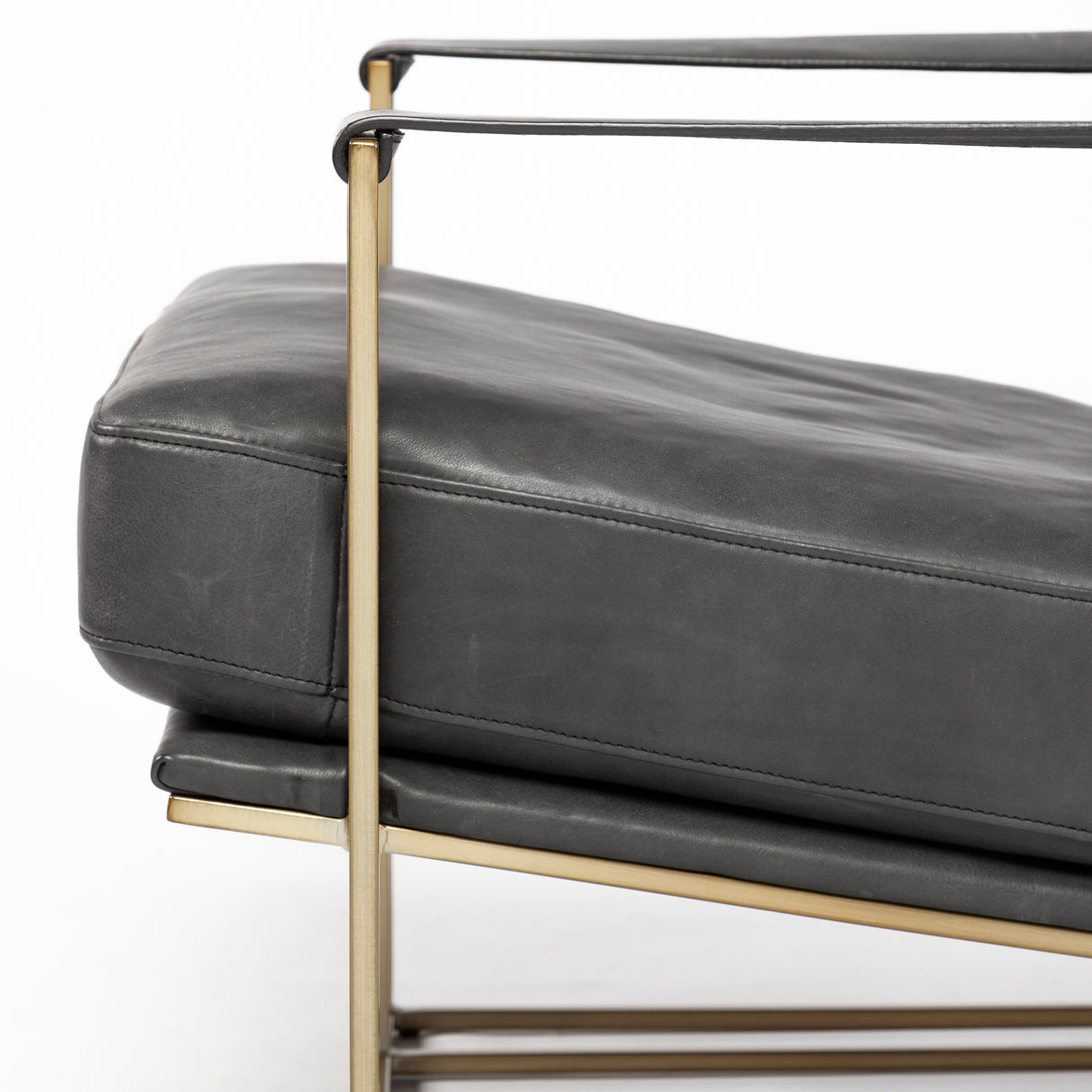 Watson Black Leather Wrap Gold Metal Frame Accent Chair from Mercana - Luna Furniture