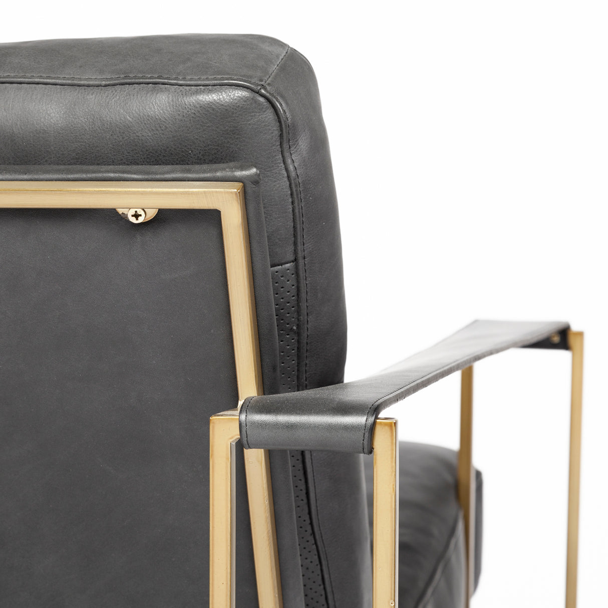 Watson Black Leather Wrap Gold Metal Frame Accent Chair from Mercana - Luna Furniture