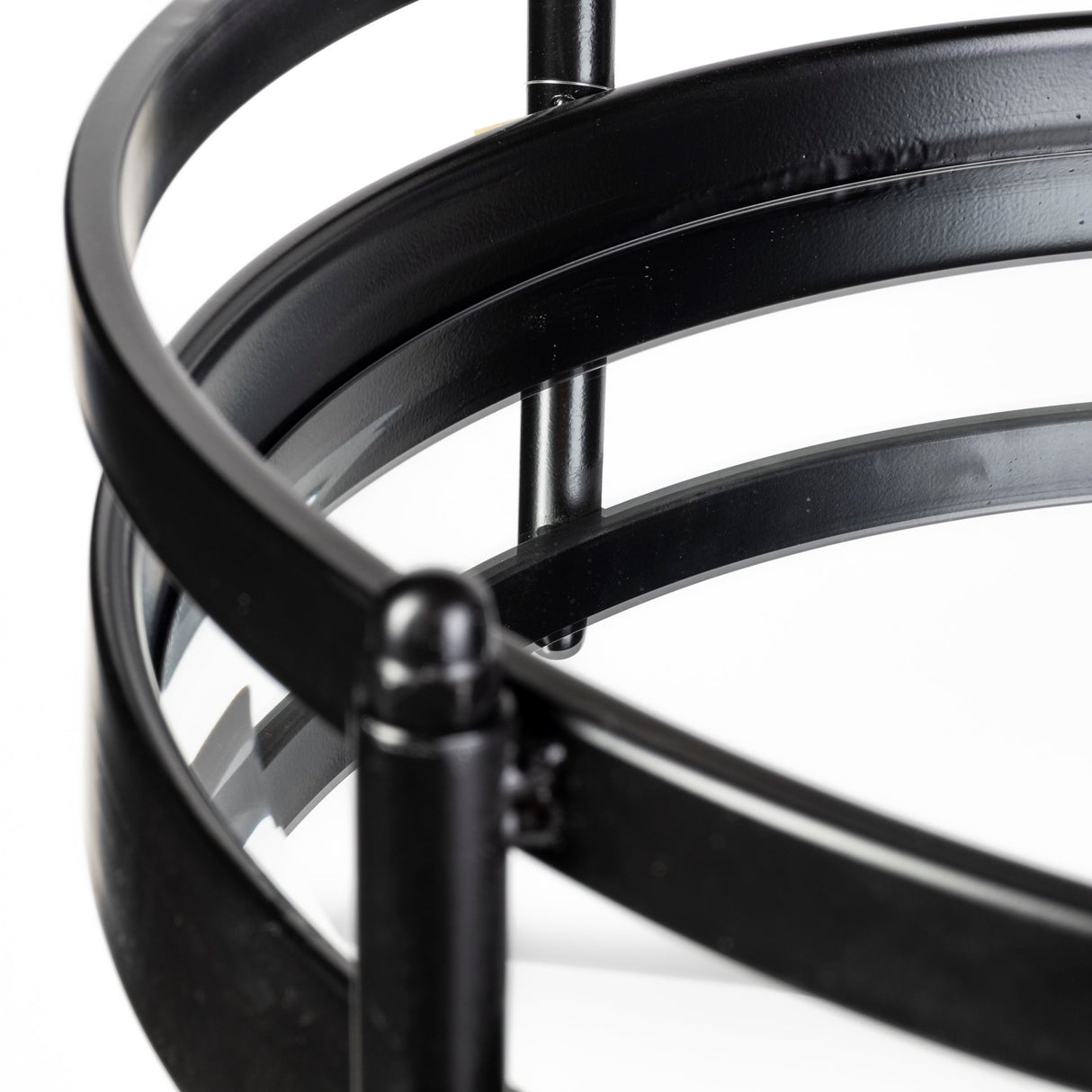 Ada Round Shape Black Metal Frame Two-Tier w/Glass Shelf Bar Cart from Mercana - Luna Furniture