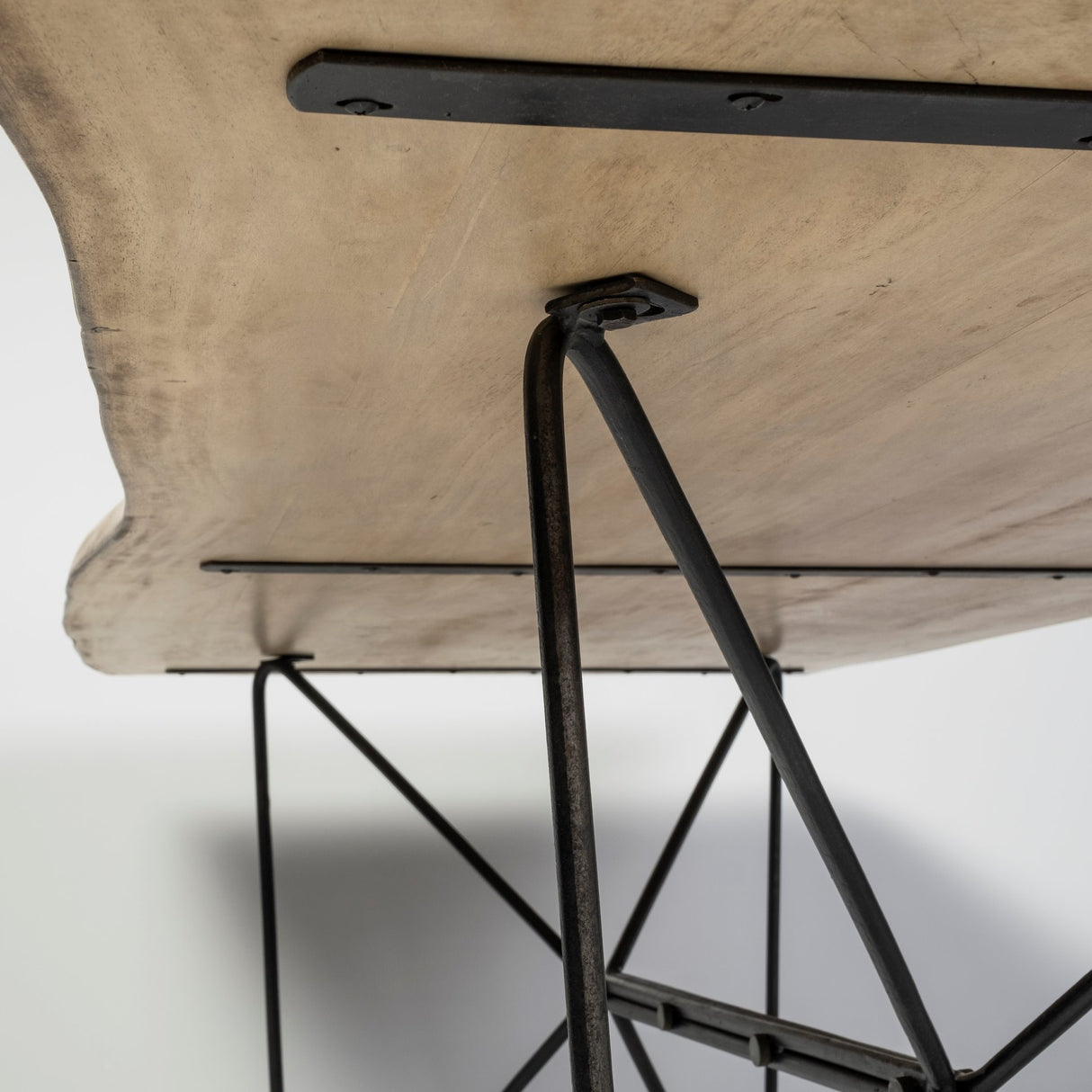 Papillion II 80x40 Rectangular Blonde Live Edge Sold Wood Top Black Metal Base Dining Table from Mercana - Luna Furniture