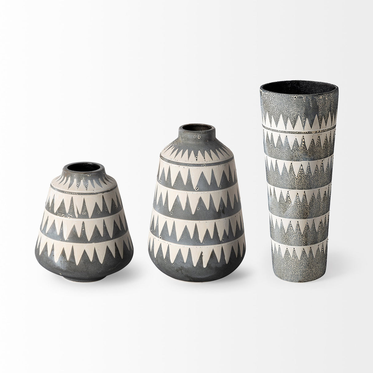 Delaney Large Gray Patterned Ceramic Vase from Mercana - Luna Furniture