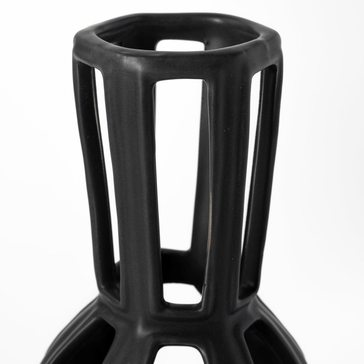 Brunel Small Black Drum-Shaped Ceramic Vase from Mercana - Luna Furniture