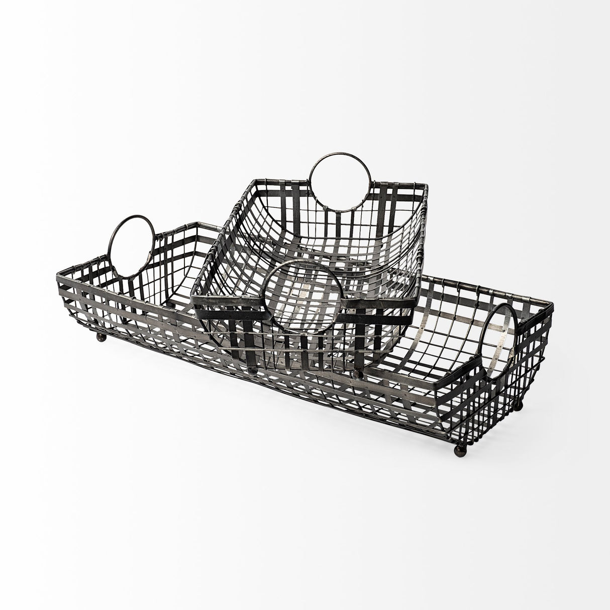 Kenneth (Set of 2) 24L x 12W Gray Metal Baskets from Mercana - Luna Furniture