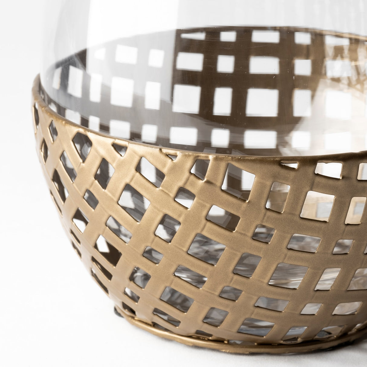 Reena II Large Gold Woven Metal Base Table Candle Holder from Mercana - Luna Furniture