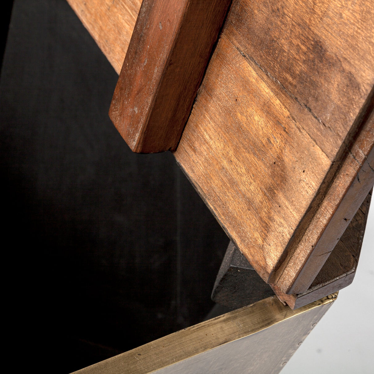 Esagono Octagonal Gold Metal-Clad Reclaimed Wood End/Side Table w/ Storage from Mercana - Luna Furniture