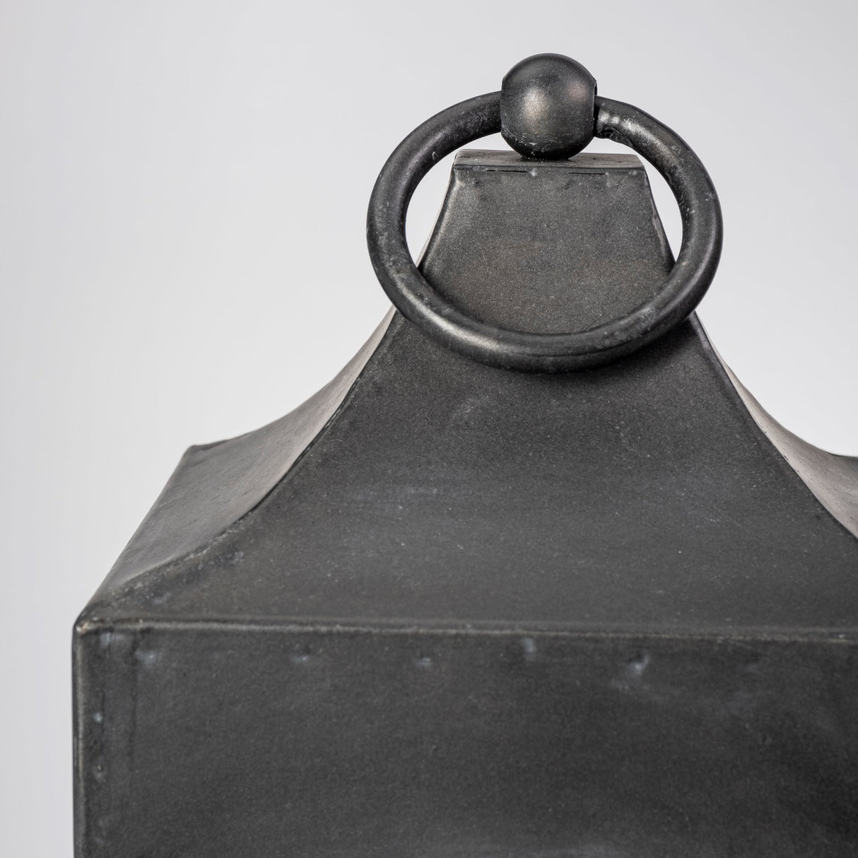 Ina Short Charcoal Metal Candle Holder Lantern from Mercana - Luna Furniture