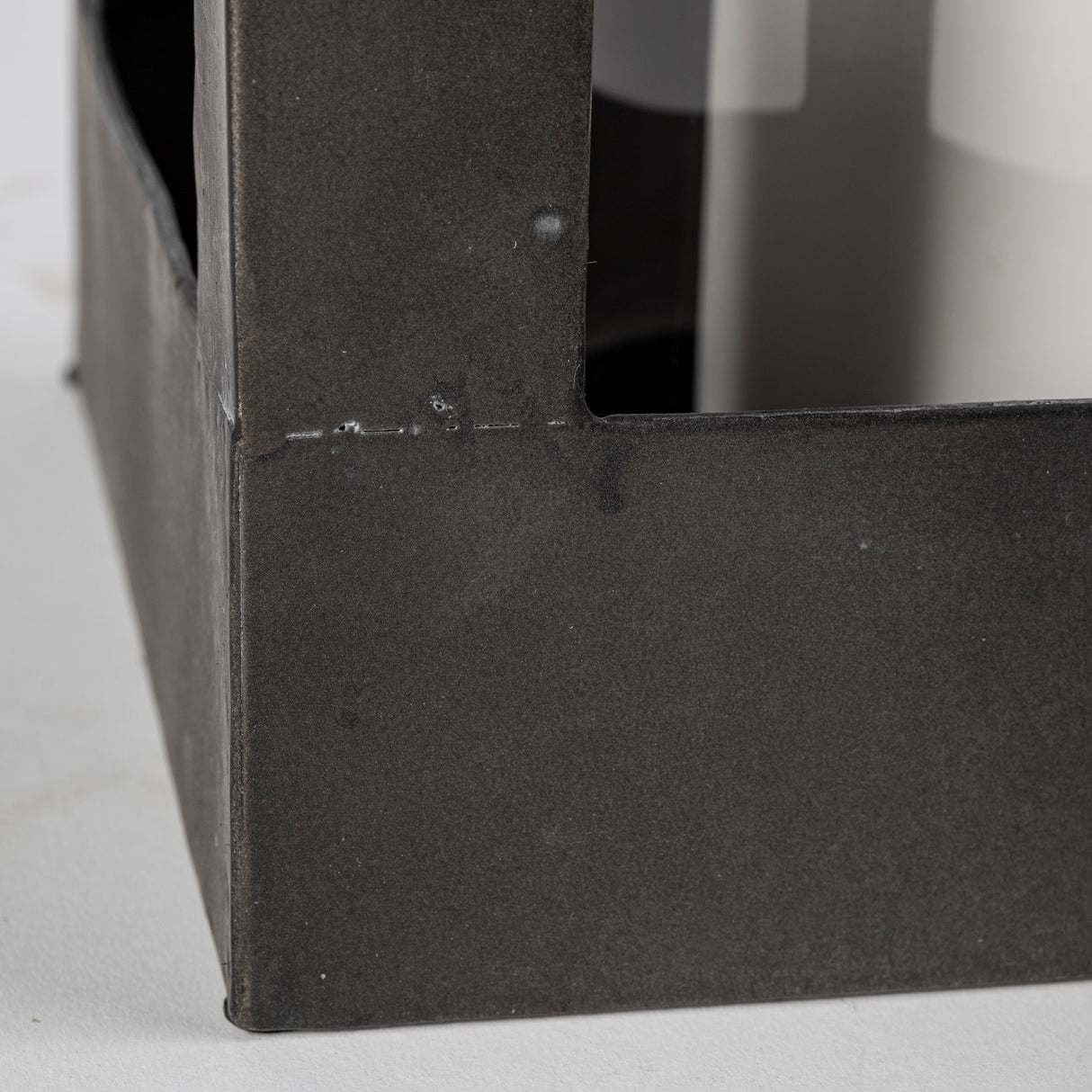 Ina Tall Charcoal Metal Candle Holder Lantern from Mercana - Luna Furniture