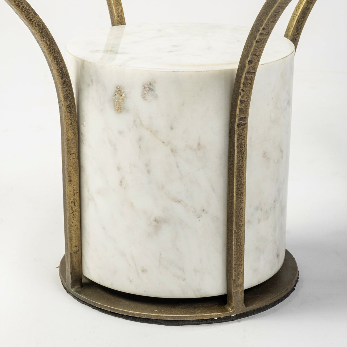 Jacinta 36" Round Glass Top Metal and Marble Pedestal Coffee Table from Mercana - Luna Furniture