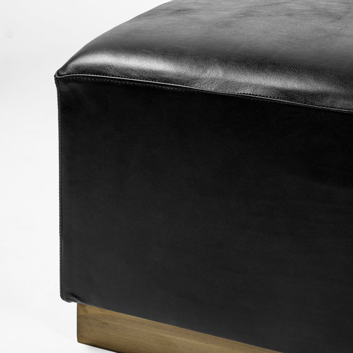 Minara 36" Square Black Leather Wrapped w/Metal Base Ottoman from Mercana - Luna Furniture
