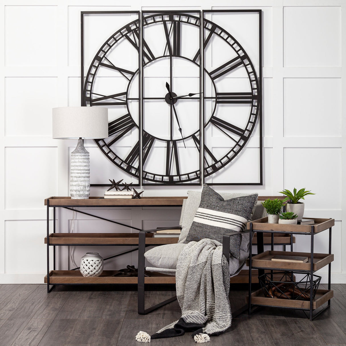 Norwood 60" Square Oversized+ Industrial Wall Clock from Mercana - Luna Furniture