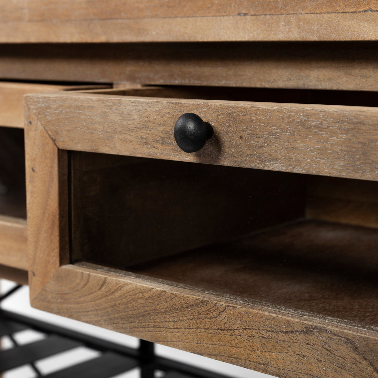 Stuart I Brown Solid Wood Top Two-Tier Black Metal Rolling Kitchen Island from Mercana - Luna Furniture