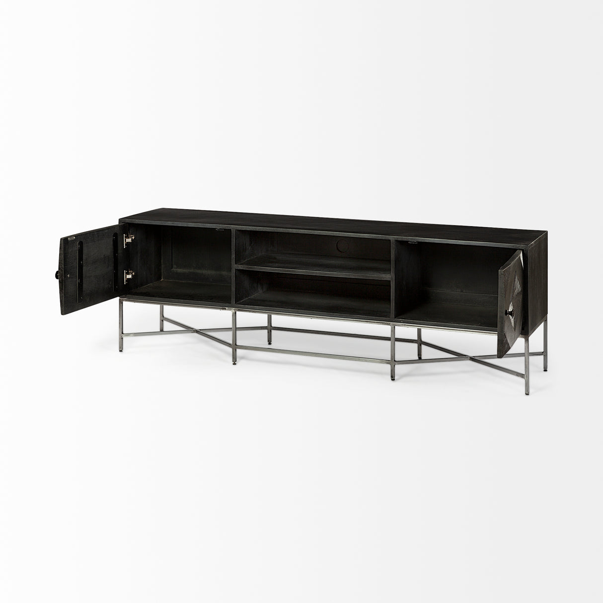 Hogarth I Dark Brown Solid Wood TV Stand Media Console with Storage, TV up to 81" from Mercana - Luna Furniture