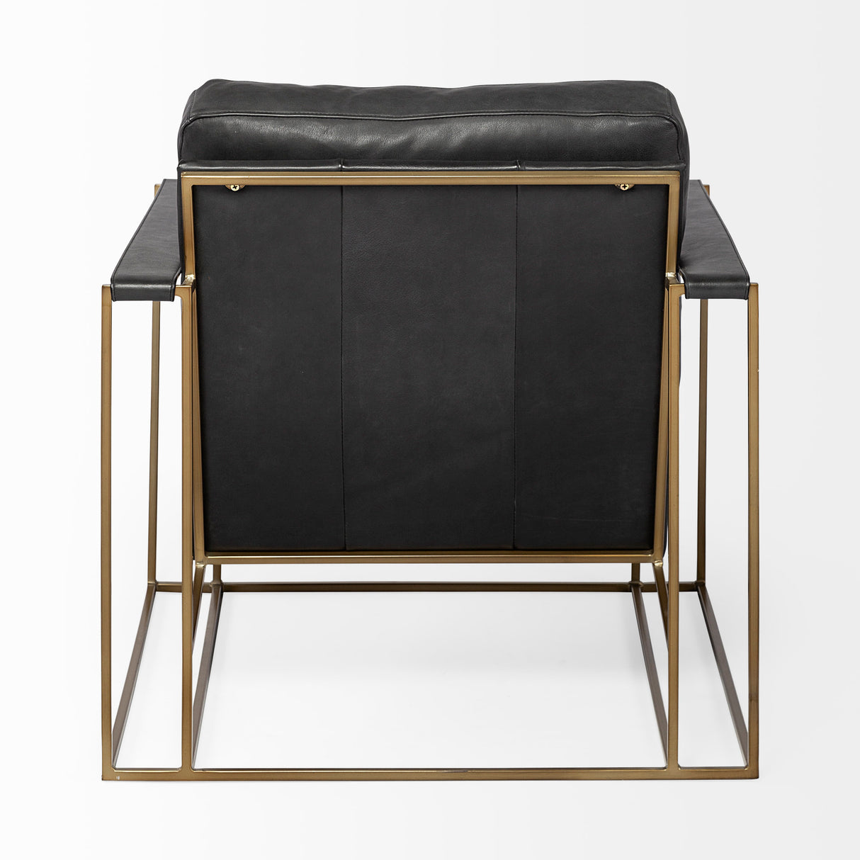 Watson Black Leather Wrap Gold Metal Frame Accent Chair from Mercana - Luna Furniture