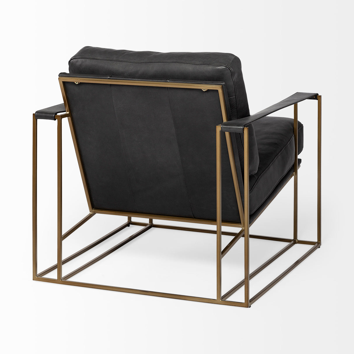Watson Black Leather Wrap Gold Metal Frame Accent Chair from Mercana - Luna Furniture
