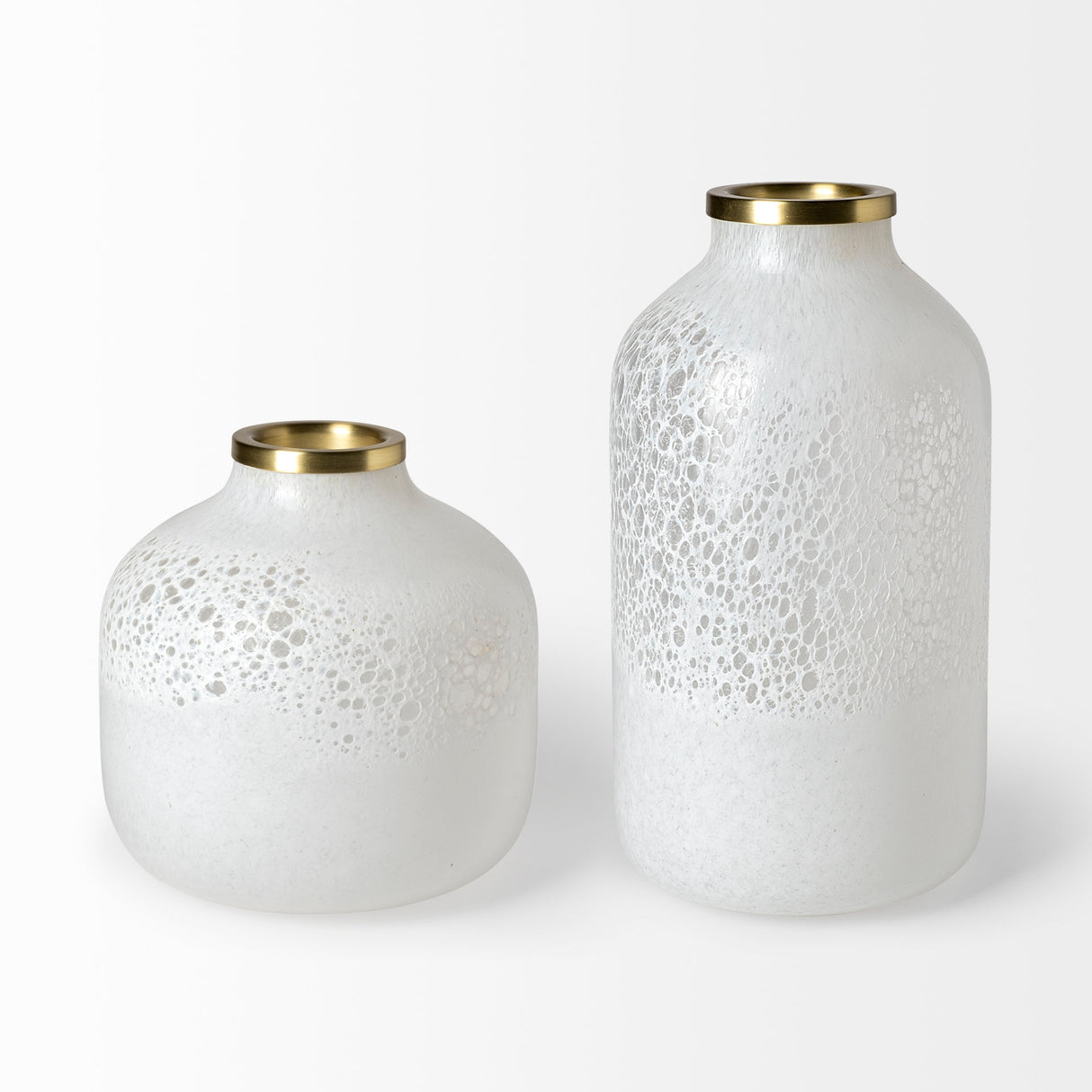 Pearl Short White Gold Rim Glass Vase from Mercana - Luna Furniture