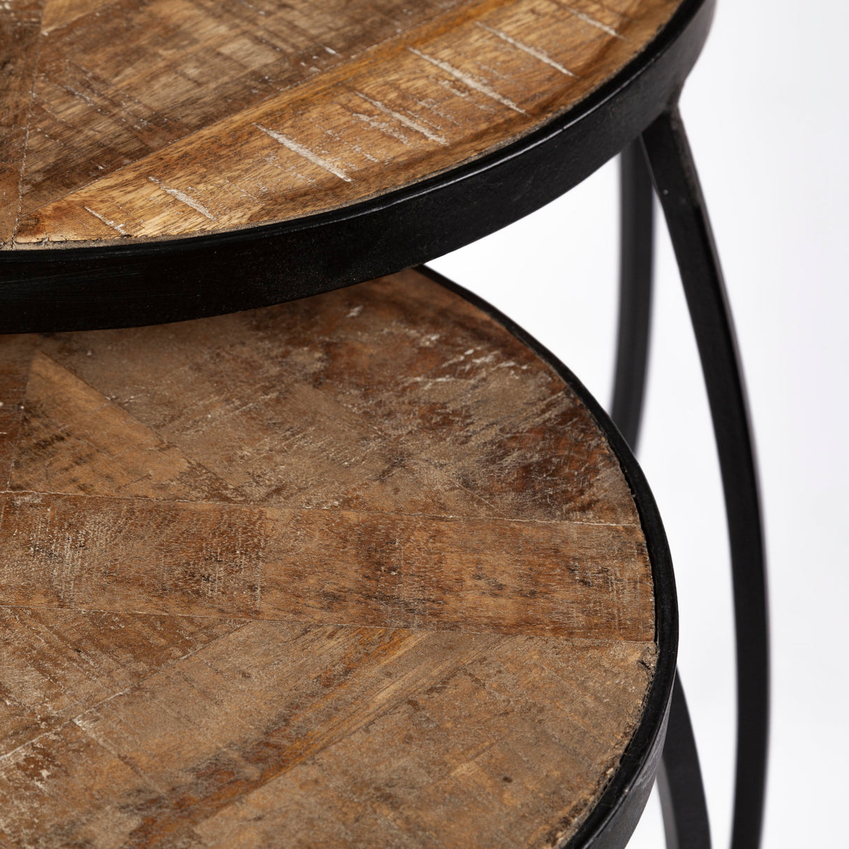 Clapp III (Set of 2) 20L x 20W Brown Round Wood Top W/ Black Metal Frame Nesting Accent Tables from Mercana - Luna Furniture