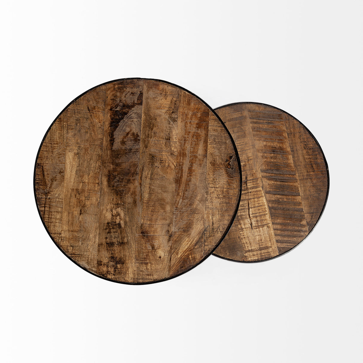 Clapp IV (Set of 2) 20L x 20W Brown Round Wood Top W/ Black Iron Frame Nesting Accent Tables from Mercana - Luna Furniture
