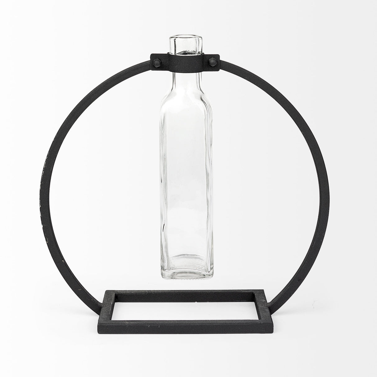 Monica II Tall Black Metal Glass Bottle Vase from Mercana - Luna Furniture