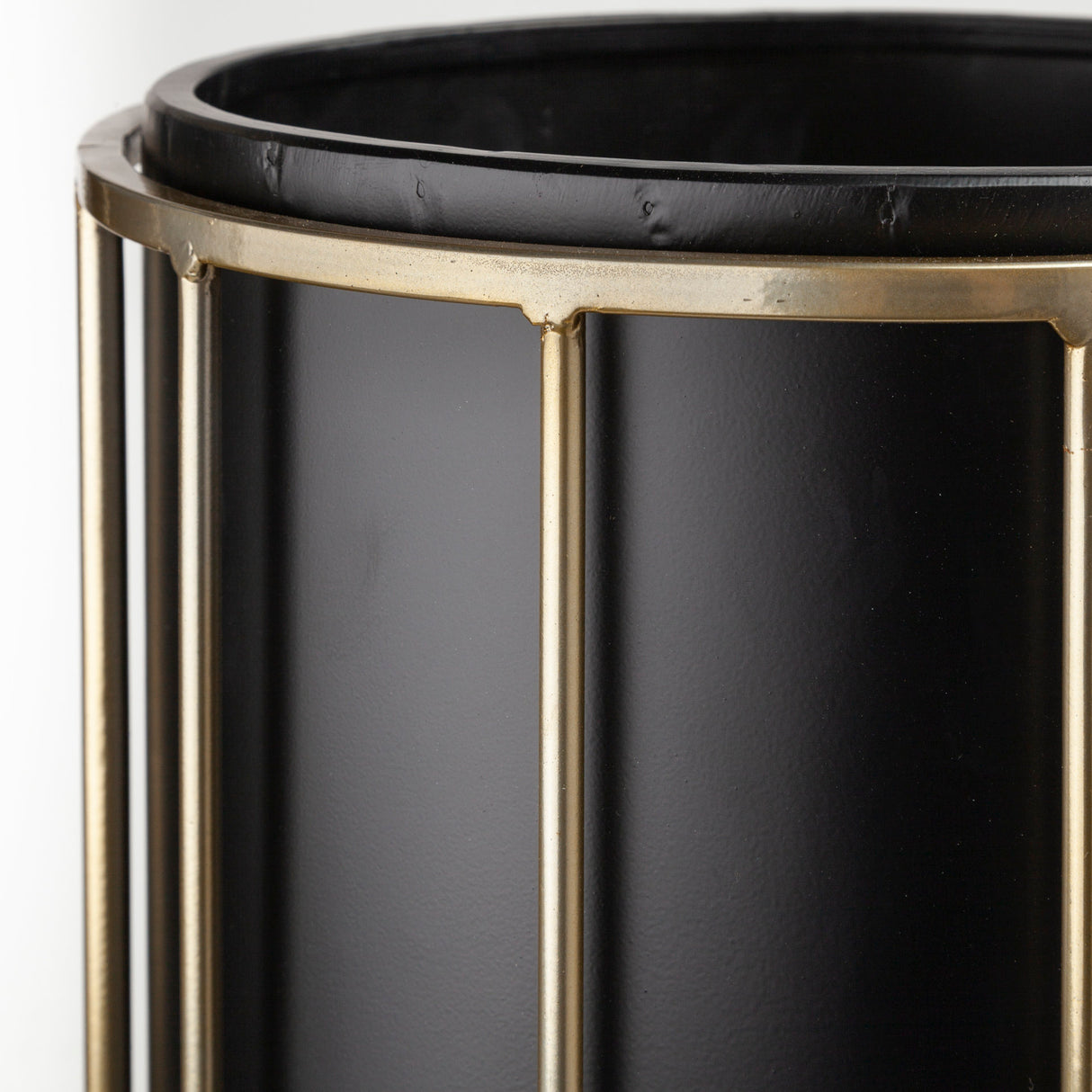 Pianta 13 x 21 Set of Two Black Metal Insert Brass Frame Plant Stands from Mercana - Luna Furniture