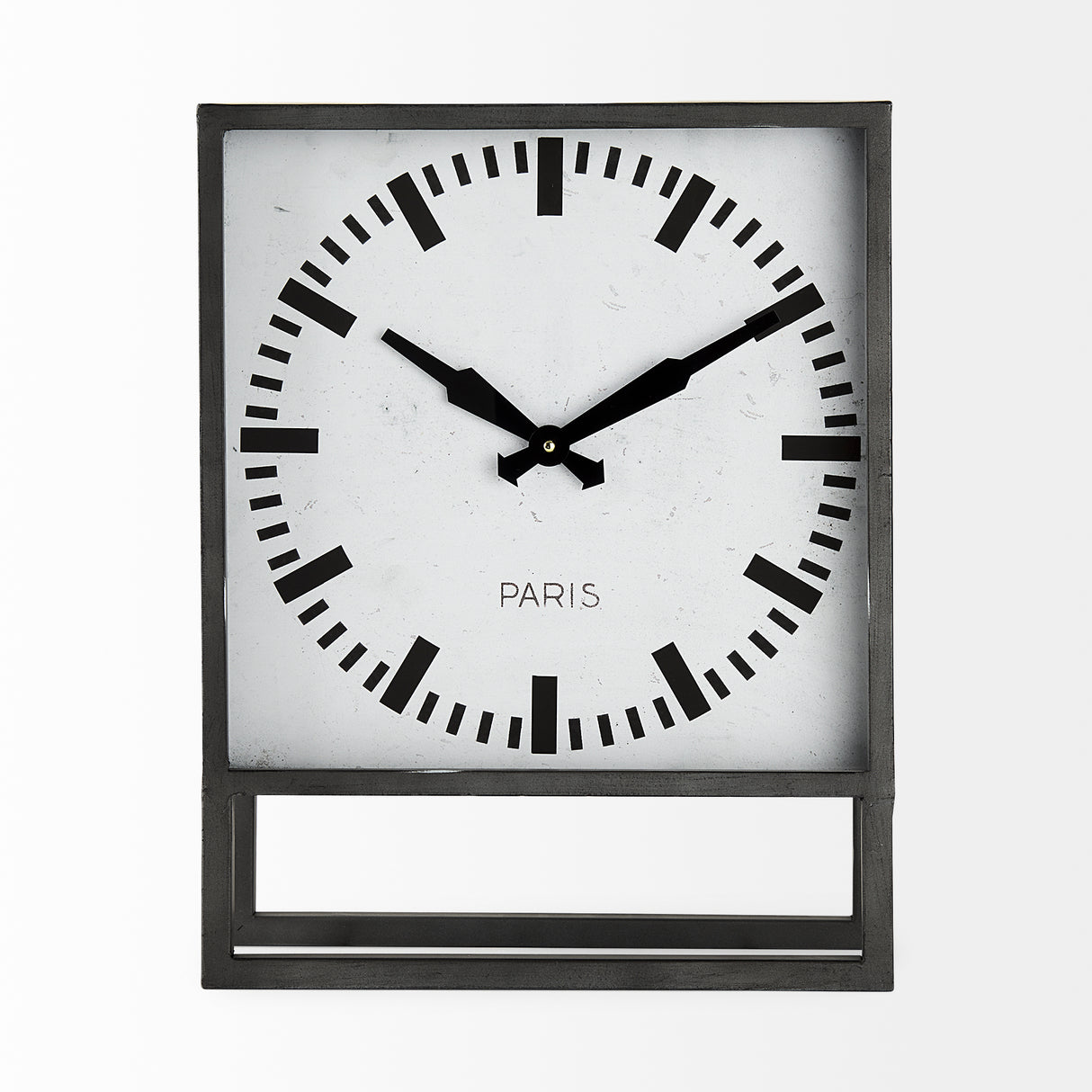 Felix Gray Metal Square Table Clock from Mercana - Luna Furniture