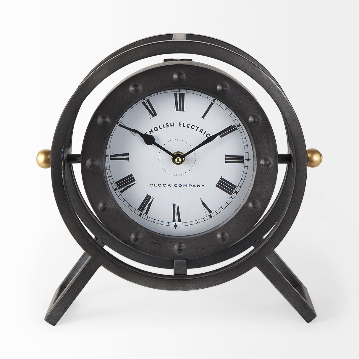 Gaston Gray Metal Circular Table Clock from Mercana - Luna Furniture