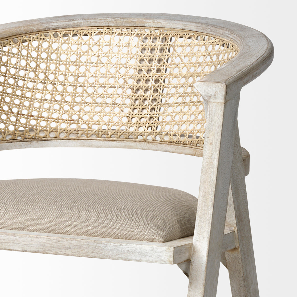 Tabitha 30.75" Seat Height Beige Fabric/Rattan Seat Blonde Wood Frame Bar Stool from Mercana - Luna Furniture