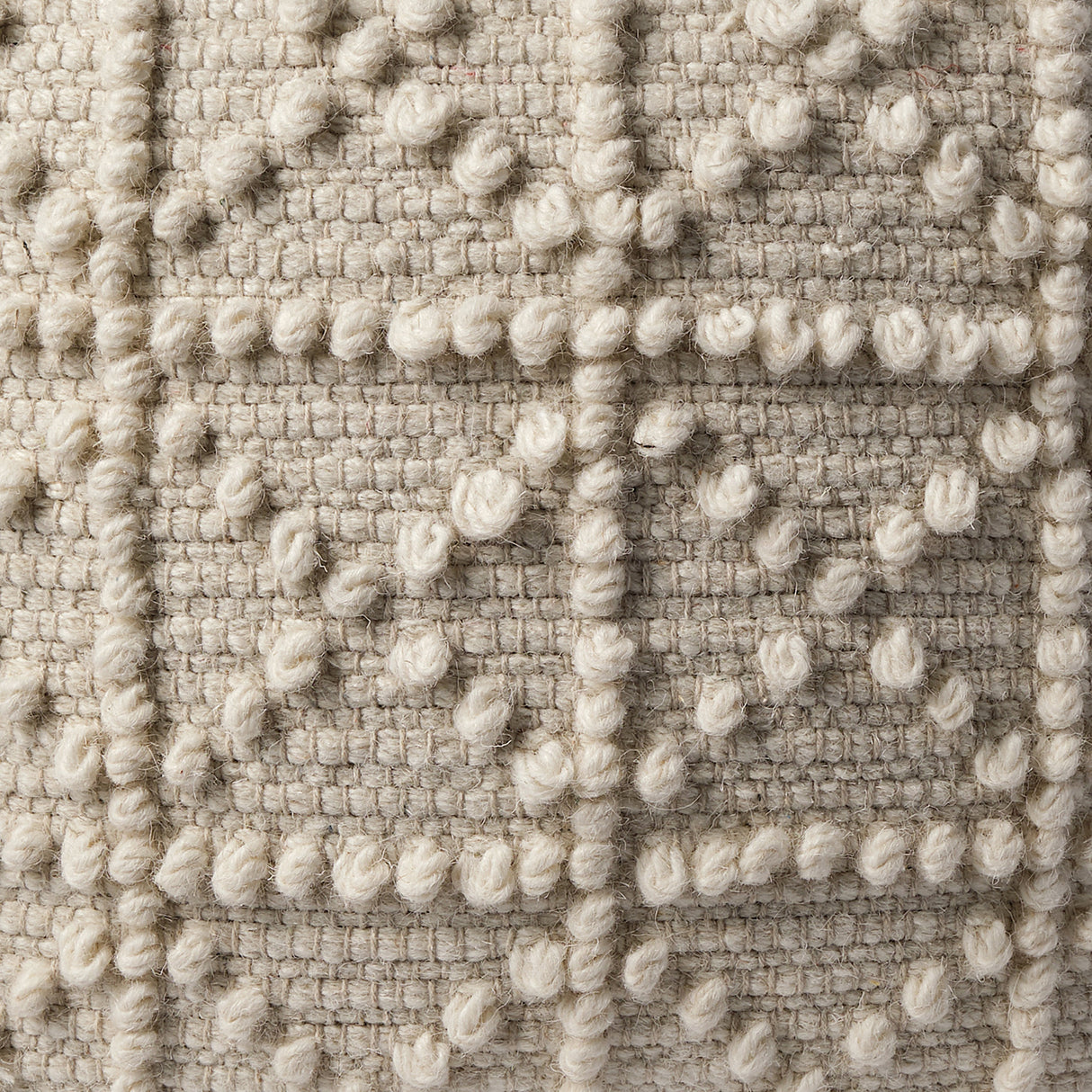 Leroy Square Cream Wool Pouf w/ Popcorn Detail from Mercana - Luna Furniture