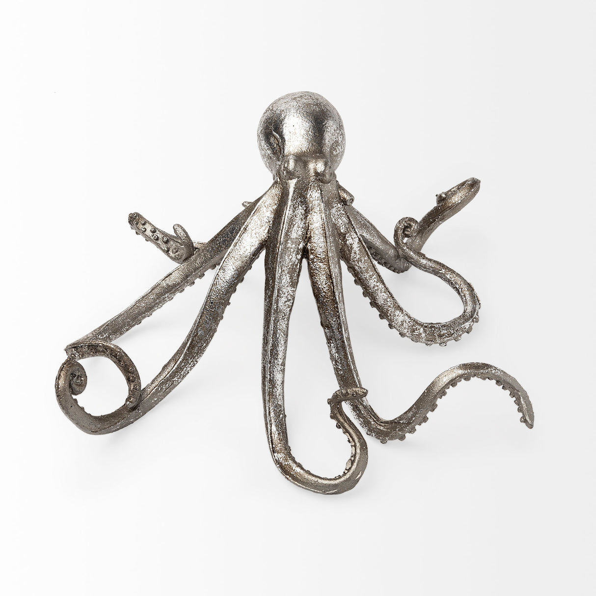 Strafford Small 10L x 9W Silver Resin Octopus from Mercana - Luna Furniture