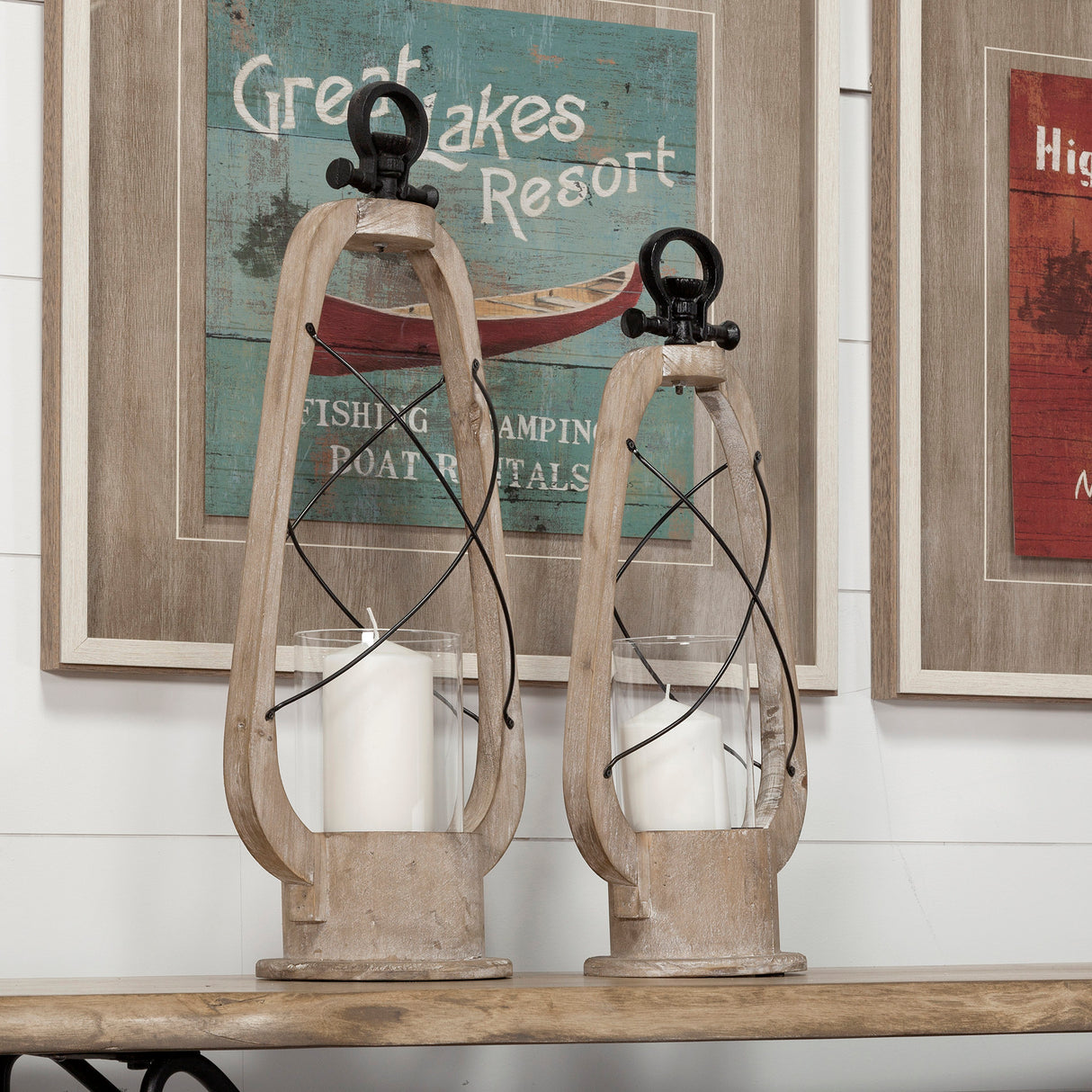 Zain I Small Brown Wooden Vintage Inspired Candle Holder Lantern from Mercana - Luna Furniture